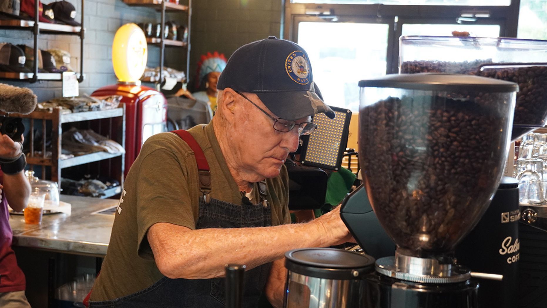 North Carolina WWII vet, 94, becomes a barista at family's coffee shop